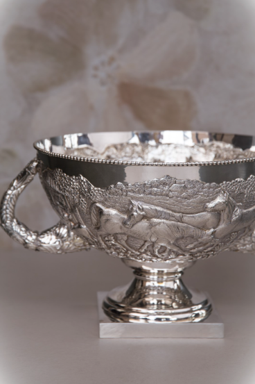 Nāt candy box on tray —, Indian Silver