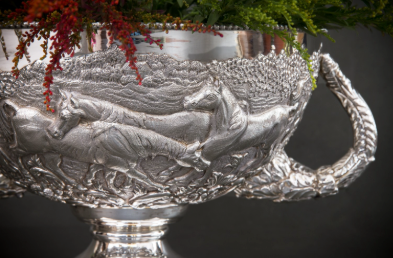 Nāt candy box on tray —, Indian Silver