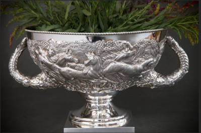 Nāt candy box on tray —, Indian Silver