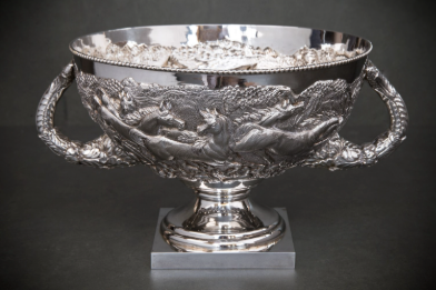 Nāt candy box on tray —, Indian Silver